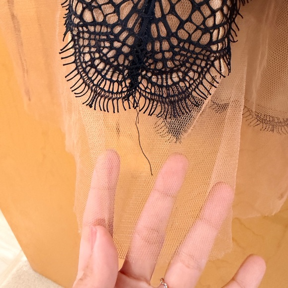 For Love And Lemons Black Lace Mini Dress with Nude Slip - Picture 9 of 9